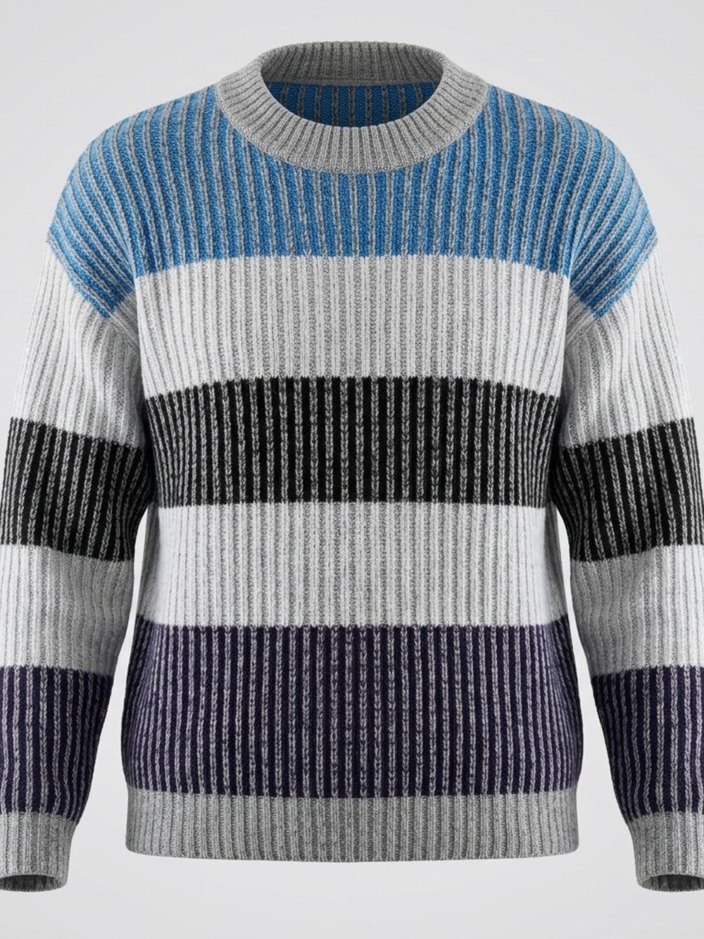Liz Claiborne Striped Chunky Ribbed Knit Crewneck Sweater